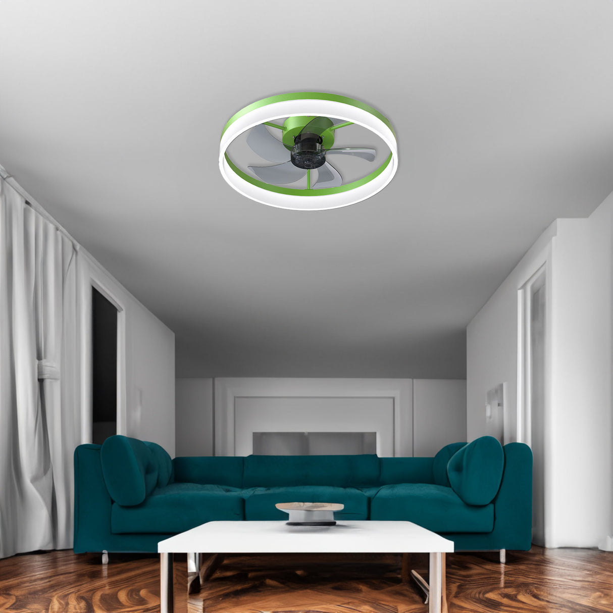 Ceiling Fans with Lights Dimmable LED Embedded installation of thin modern ceiling fans(Green) - V.I.P Digital Presence