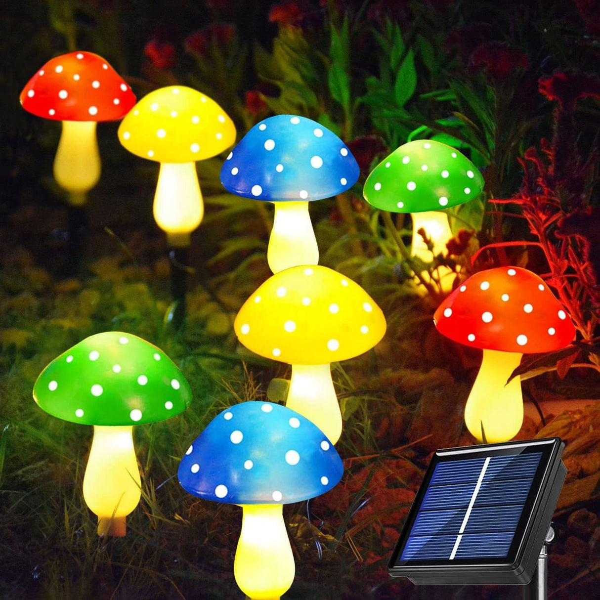 Solar mushroom light lawn LED ground plug light string outdoor waterproof one to eight plant decorative light - V.I.P Digital Presence