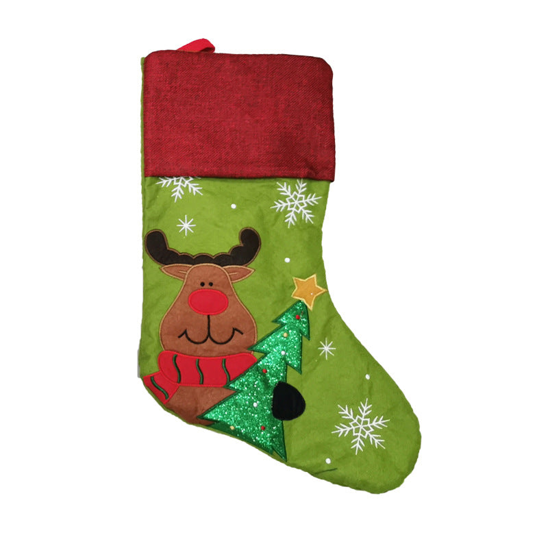 Christmas Socks Gift Bag Linen Santa Claus Embroidery Christmas Socks Christmas Gifts Christmas Pendants - V.I.P Digital Presence