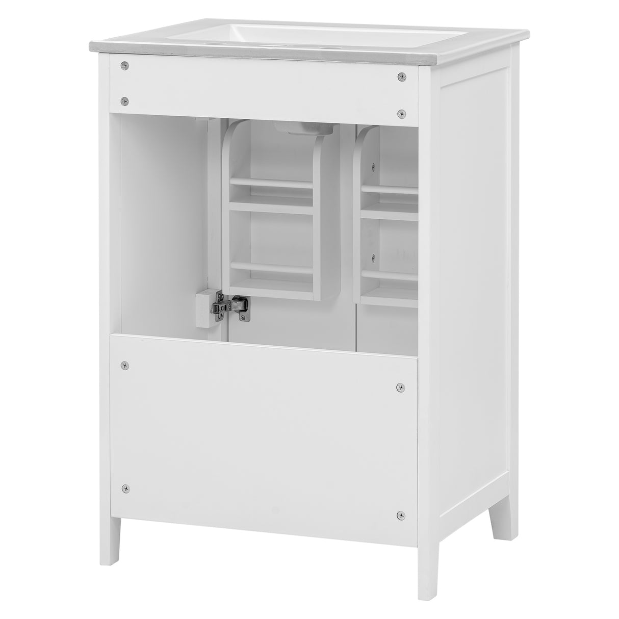 24" Bathroom Vanity with Sink, Bathroom Vanity Cabinet with One Drawer and Doors, Solid Wood and MDF, White - V.I.P Digital Presence