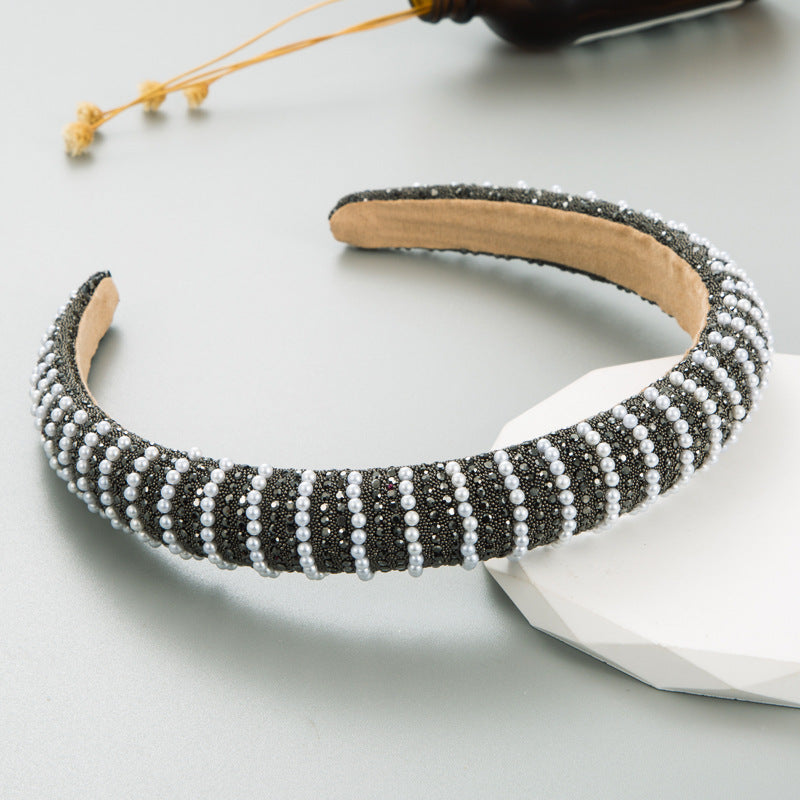 New Full Diamond Headband Pearl Rhinestone Fashion Headband Versatile Hair Accessories For Going Out - V.I.P Digital Presence