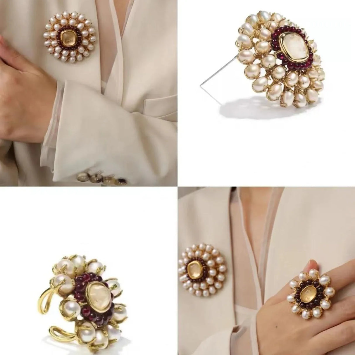 Vintage Natural Baroque Pearl Open Rings Crystal Stone Brass Metal Ring for Women Jewelry Luxury High Quality New Gifts France - V.I.P Digital Presence