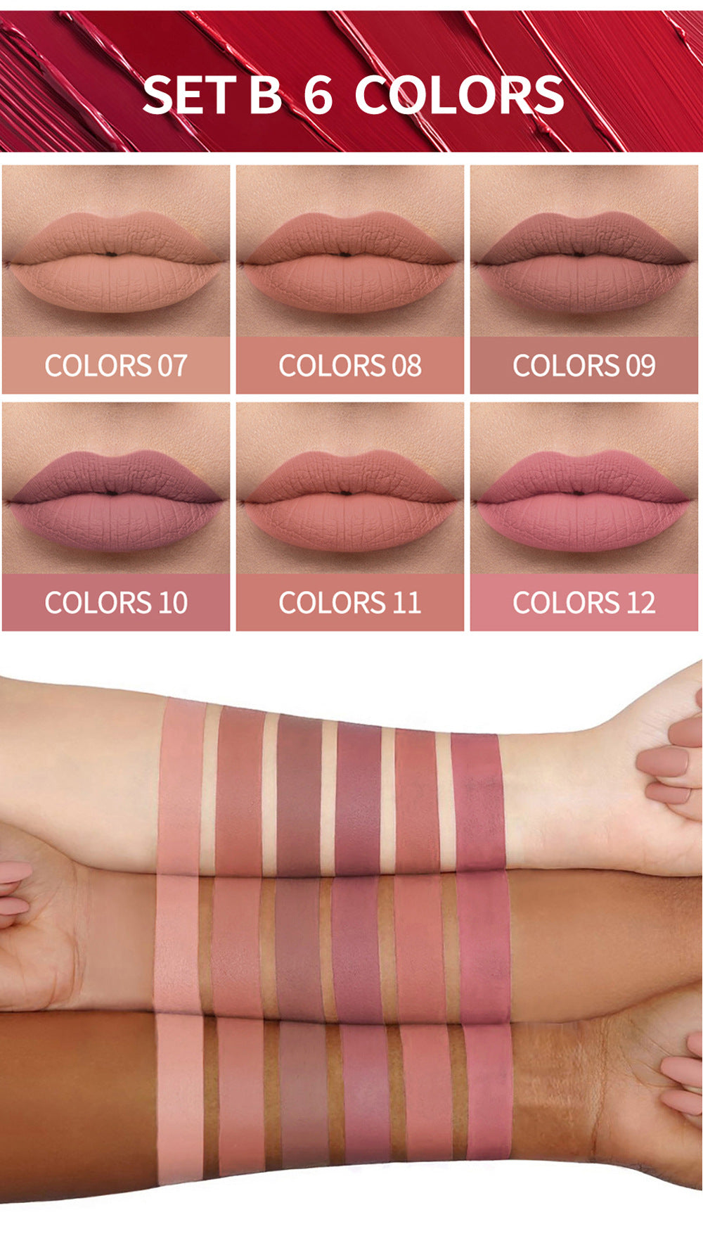 HANDAIYAN 6 Matte Rose Lip Gloss Liquid Lipstick Not Easy to Dip Cup Matte Lip Gloss Set Gift Box - V.I.P Digital Presence