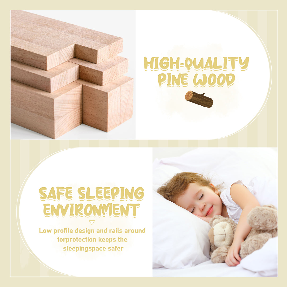 Twin Size Bed Floor Bed with Safety Guardrails and Door for Kids, White - V.I.P Digital Presence