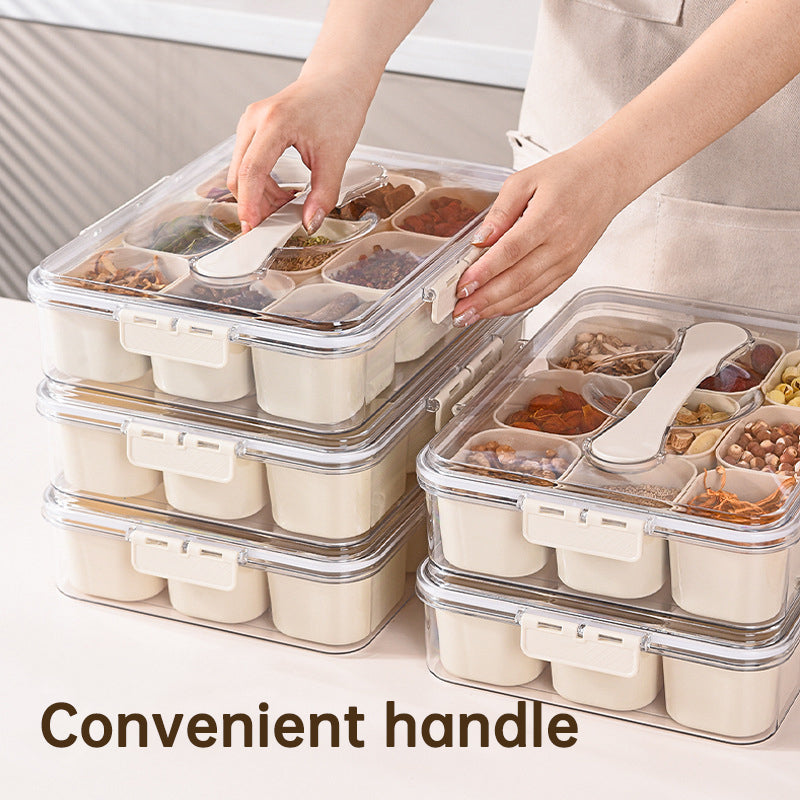 Design Sealed Snackle Storage Box With 9pcs Divider Plastic Divided Veggie Tray With Lid And Handle - V.I.P Digital Presence