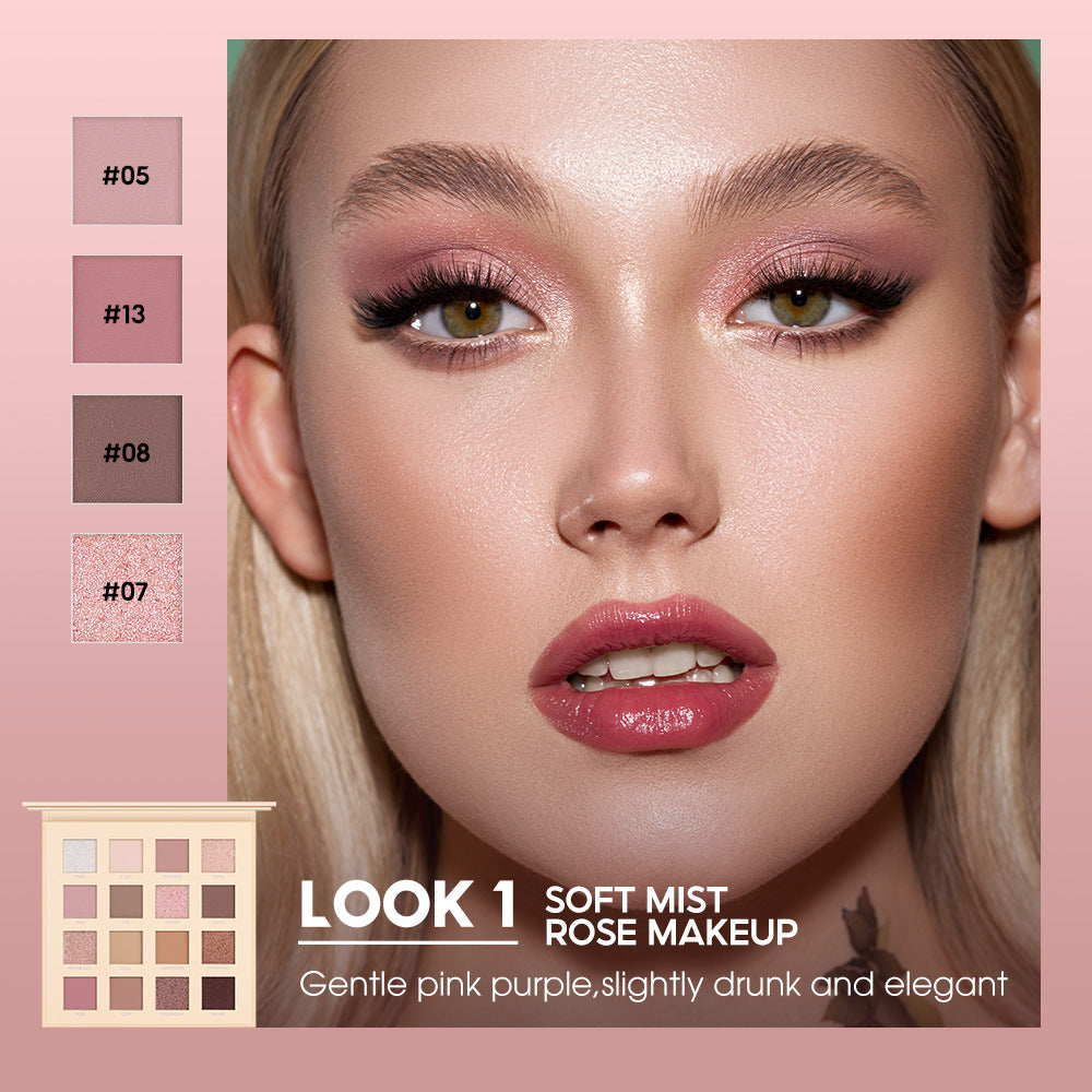 Mee Carney Beauty Makeup 16 Color Eye Shadow Plate Ins Matte Pearl Glitter Pink Earth Color Eye Shadow Plate MC12 - V.I.P Digital Presence