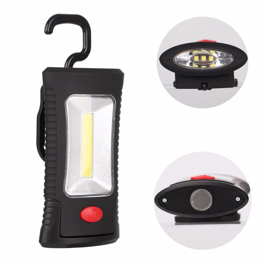 Linterna LED COB de 2 modos con gancho plegable magnético para colgar, ideal para iluminación práctica, 3 pilas AAA