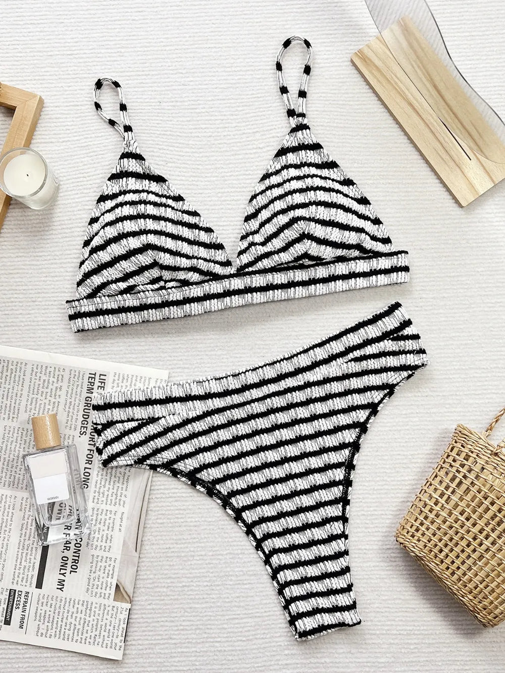 Striped V-Neck Two-Piece Swim Set - V.I.P Digital Presence