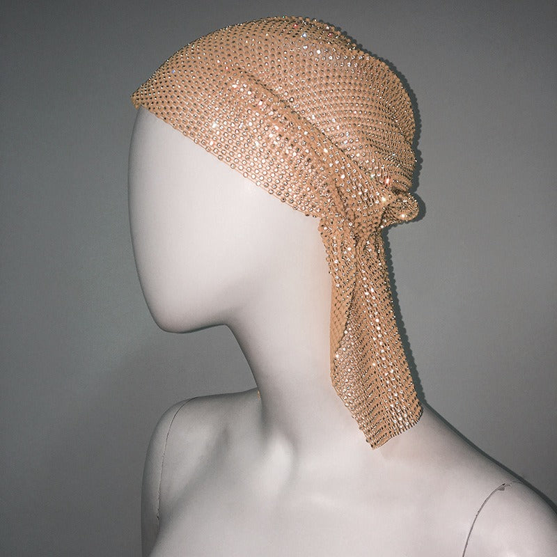 Mesh Rhinestone Elastic Hair Band Headband Outdoor Fashion Headwear Fishing Net Hat - V.I.P Digital Presence