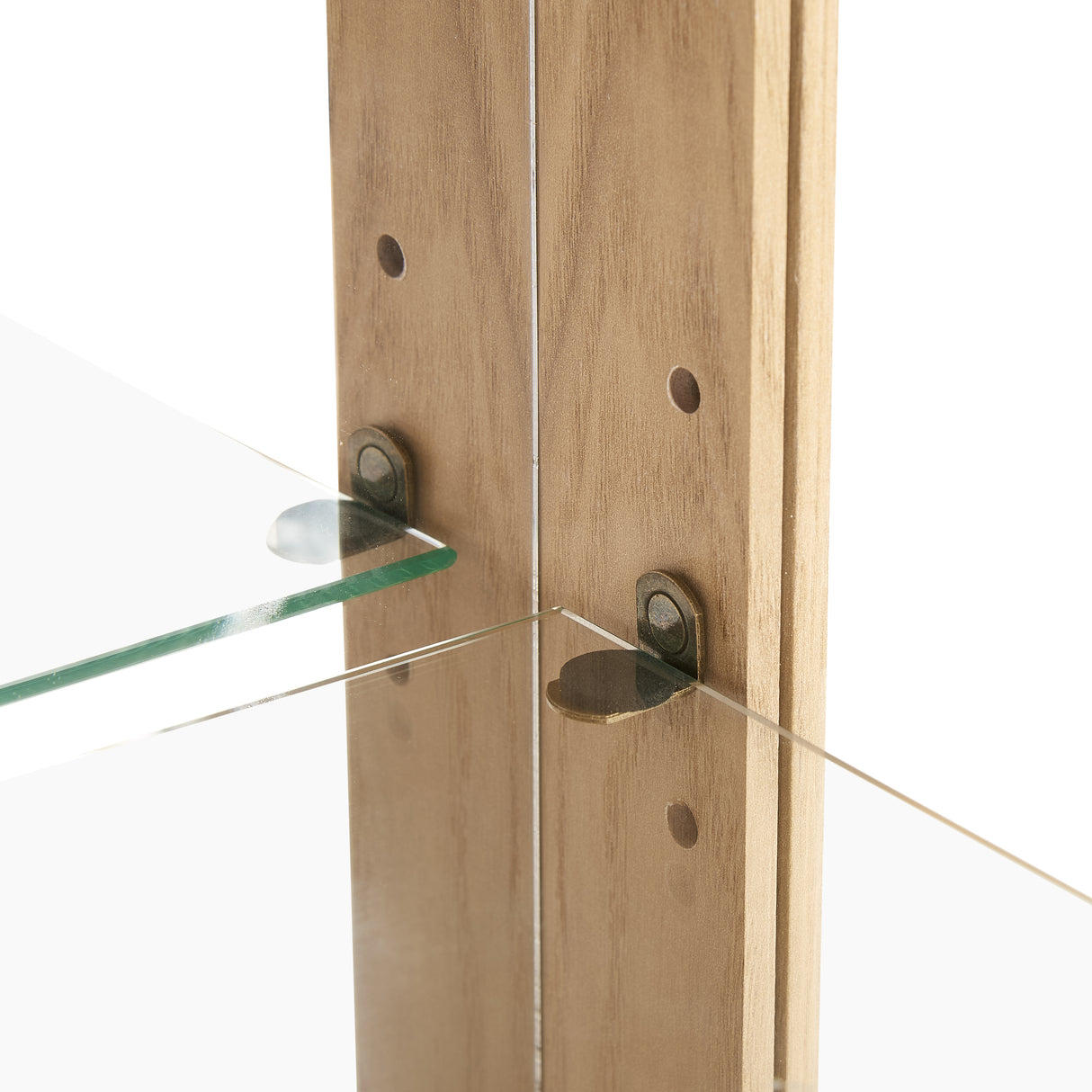 Light colored glass cabinet with adjustable glass frame, including cabinet light bulbs OAK with 2 doors and 1 drawer - V.I.P Digital Presence