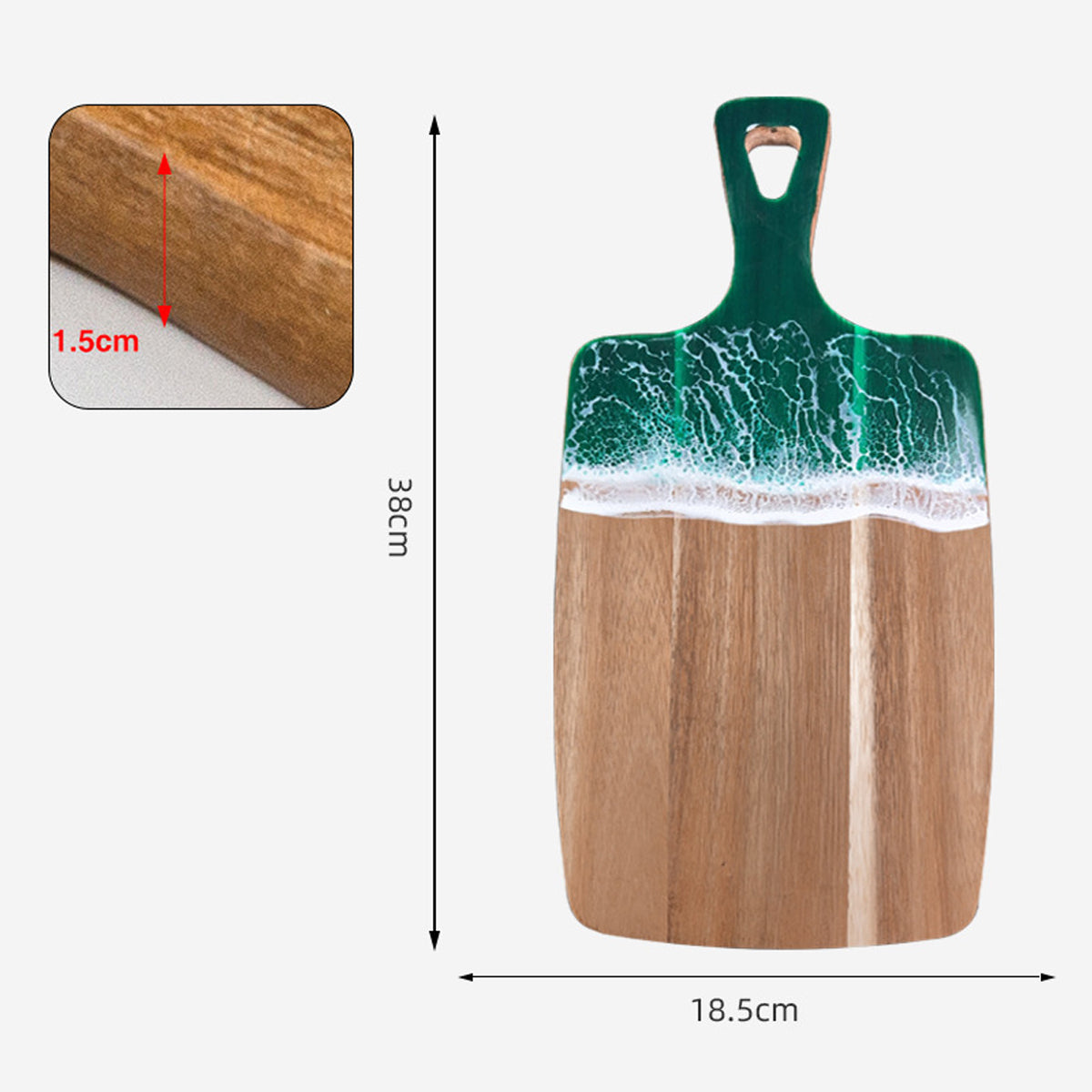 Wood Cutting Board Resin Blue green Wave Pattern - V.I.P Digital Presence