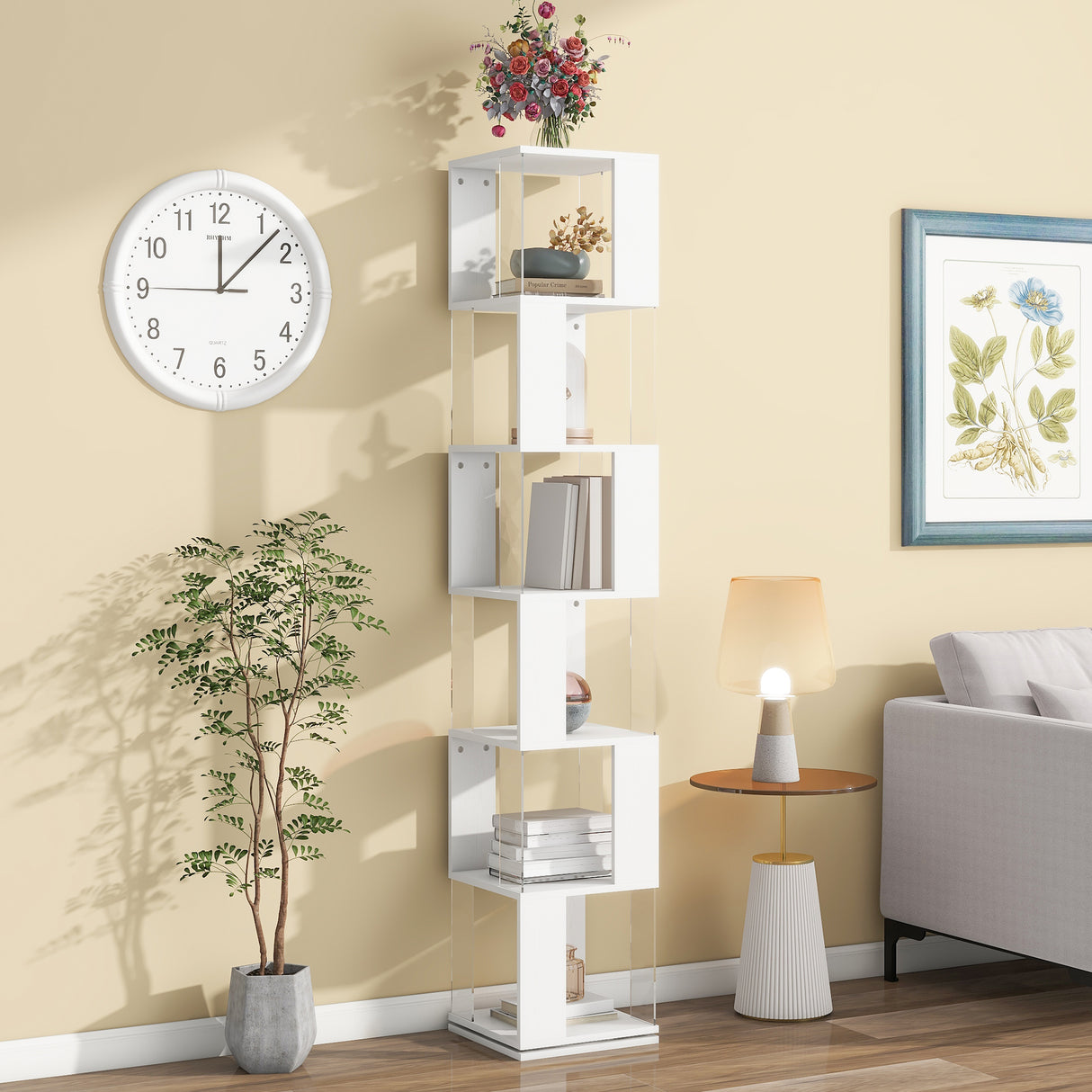 6-layer rotating acrylic board simple bookshelf, multi-functional creative bookshelf for students in the living room - V.I.P Digital Presence