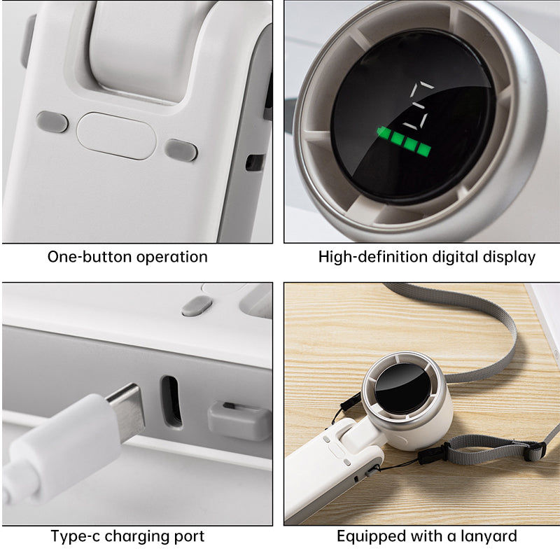 2025 New Portable Electric Fan: Foldable, High - Power, USB - Rechargeable, Wearable Neck Fan - V.I.P Digital Presence