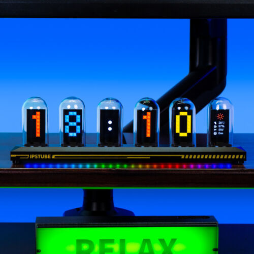 RGB aluminum alloy glow tube clock IPS computer desktop clock ornament Fate Stone Gate Cyberpunk - V.I.P Digital Presence