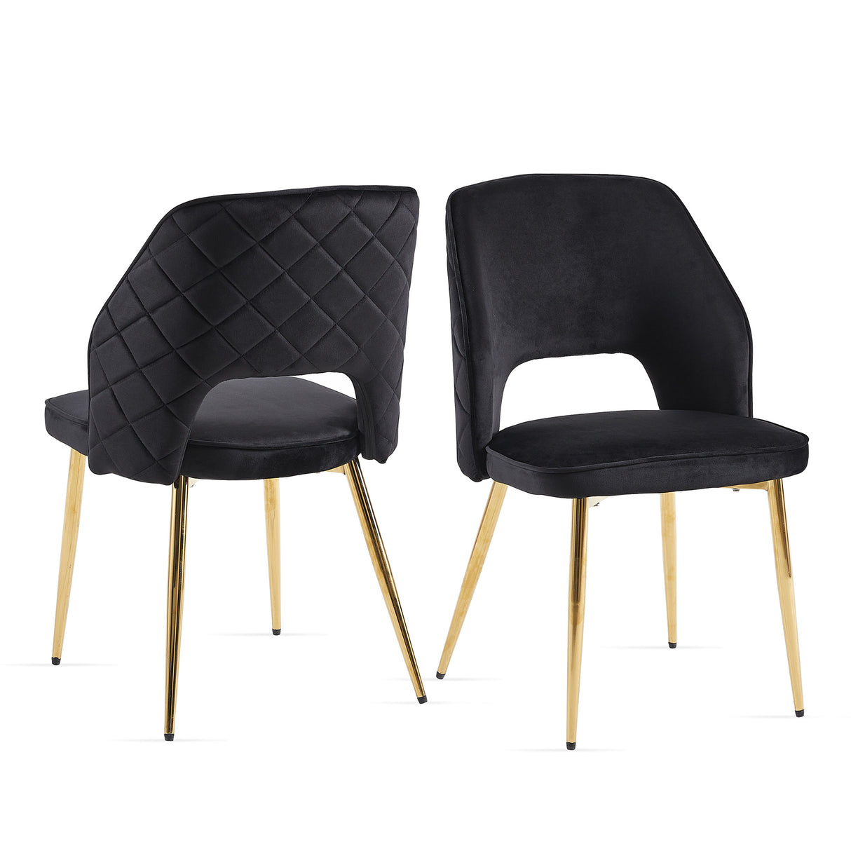 Black Velvet Dining Chairs with Metal Legs and Hollow Back Upholstered Dining Chairs Set of 4 - V.I.P Digital Presence