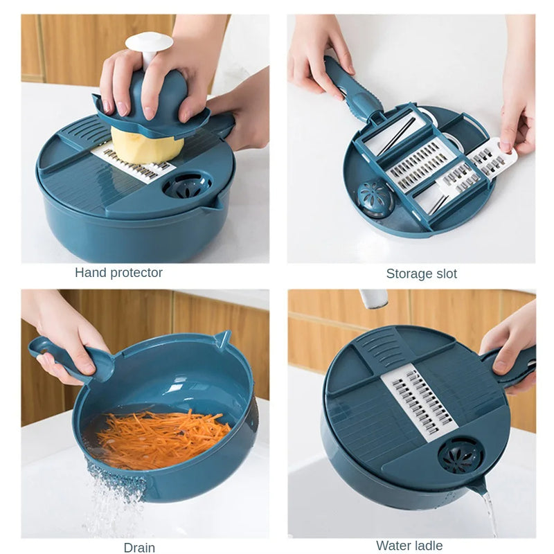 Vegetable Cutter Multifunctional Potato Shredder Household Scraping Radish Grater Slicer with Container Kitchen Gadgets - V.I.P Digital Presence