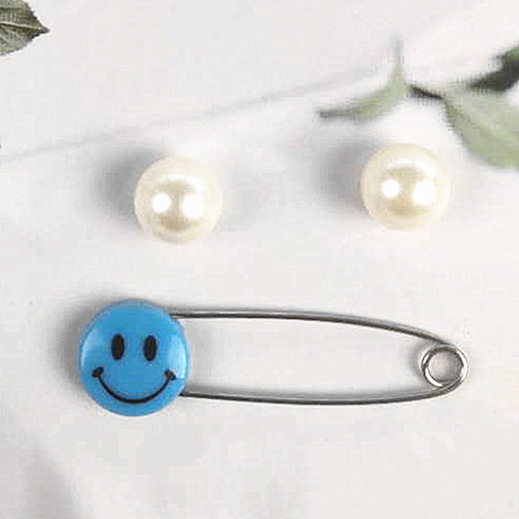 Imperdibles para bebés y niños, con forma de emoticono, de plástico, tamaño mediano, aproximadamente 40, tamaño grande, aproximadamente 55 mm.