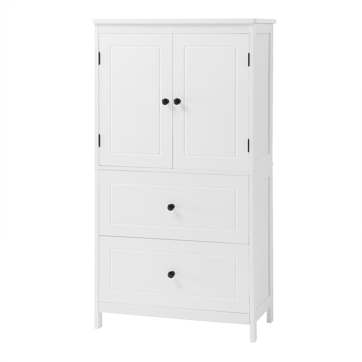 Bathroom Storage Cabinet, Cabinet with Two Doors and Drawers, Adjustable Shelf, MDF Board, White - V.I.P Digital Presence