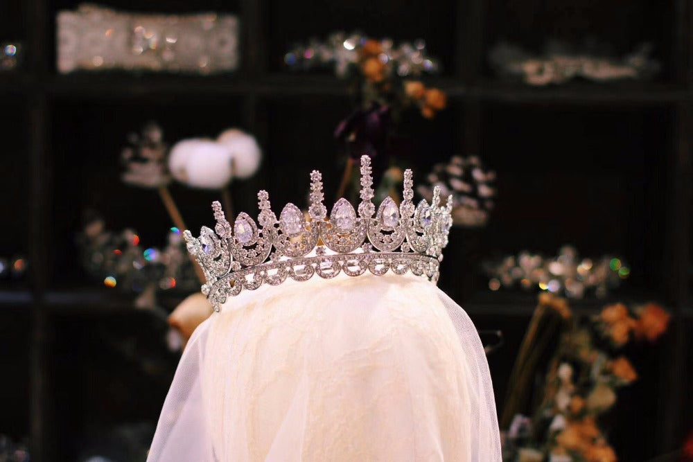 Rosebridalpark Zircon Gorgeous Bridal Wedding Hair Accessories Tiara Big Cubic Zirconia Crown Headband For Bridesmaid t997 - V.I.P Digital Presence