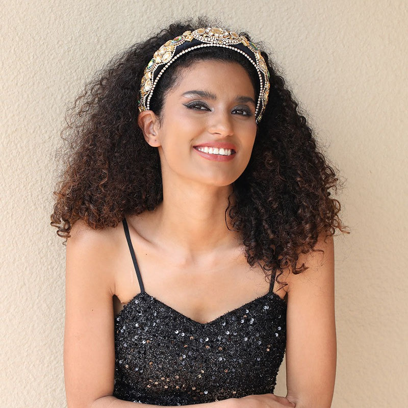 Baroque retro inlaid colored rhinestone sponge new fashionable hair band - V.I.P Digital Presence