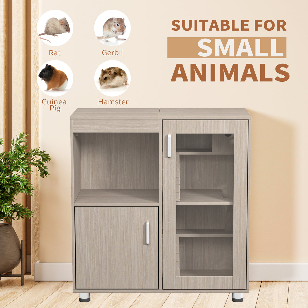 Guinea pig cage, 4 layers of hamster cage wood, with storage cabinet, mouse cage, openable top, acrylic window ,X-Large - V.I.P Digital Presence