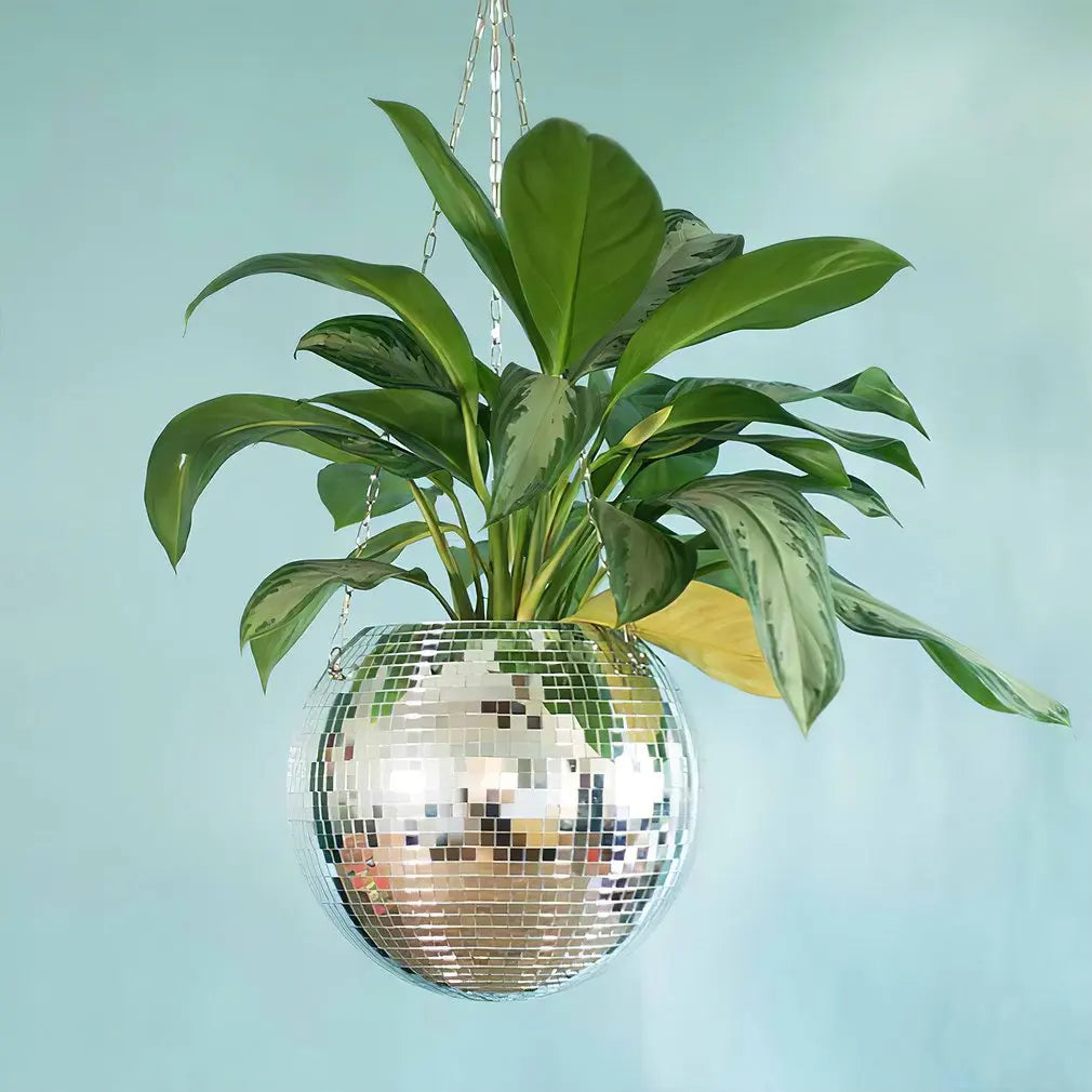 Disco Ball Hanging Flower Pot For Indoor Plants Bohemian Style Flower Planter Pots Rope Mirror Hanging Basket Garden Decor - V.I.P Digital Presence