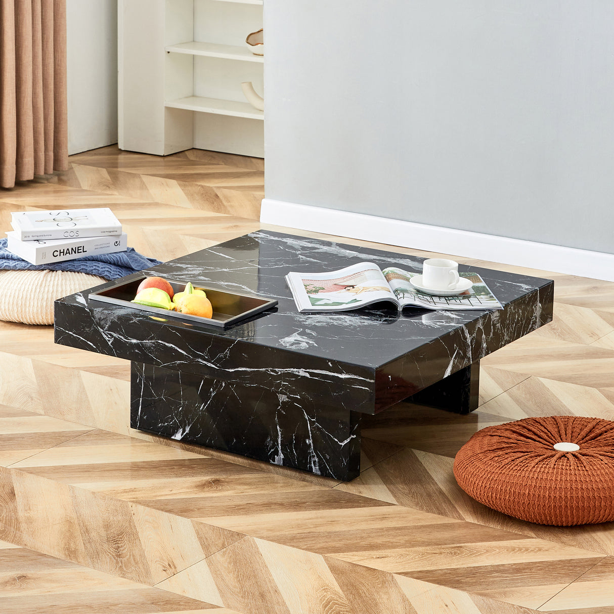 A modern and practical coffee table made of MDF material with black patterns - V.I.P Digital Presence