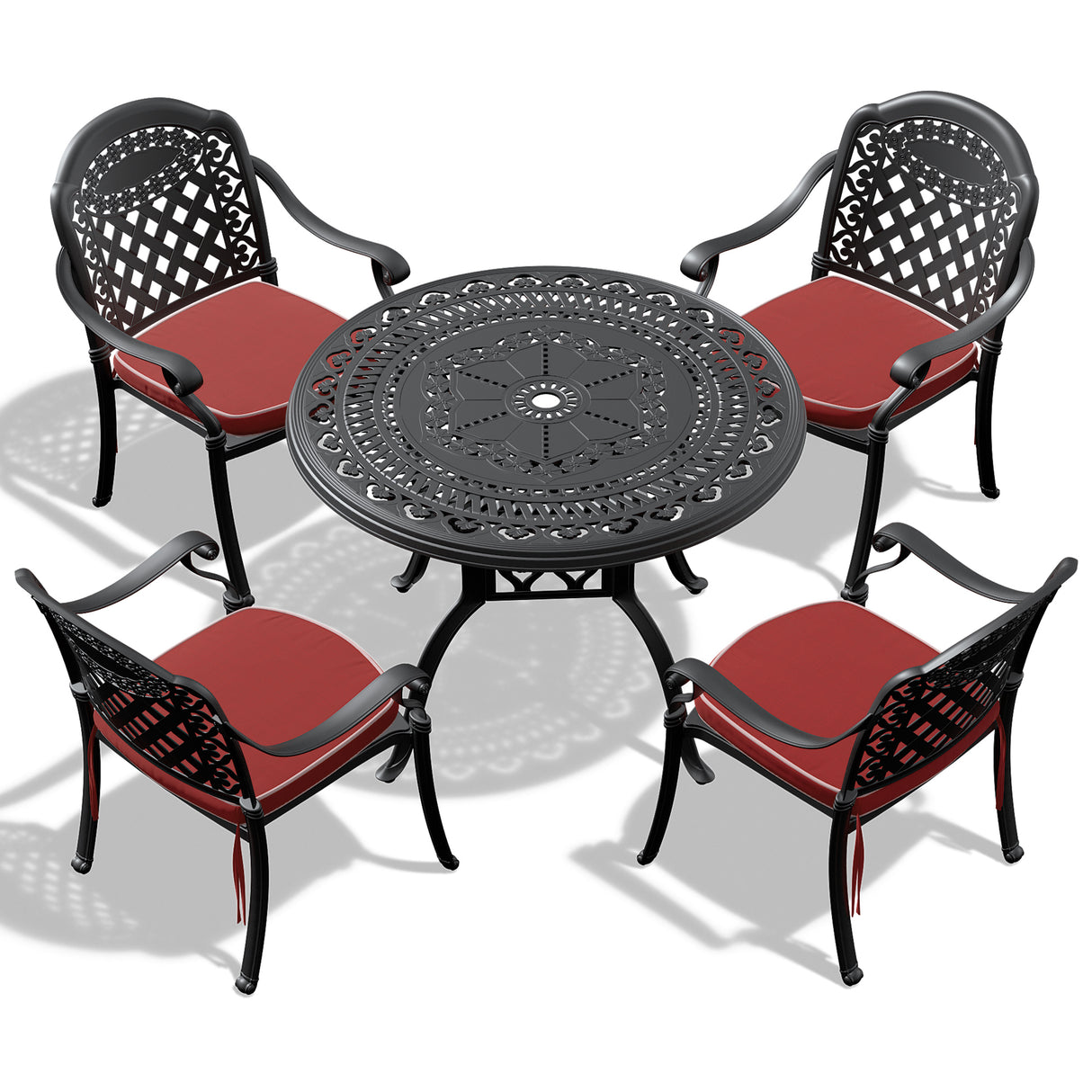(Cushions In Random Colors)5-Piece Set Of Cast Aluminum Patio Furniture With Cushions - V.I.P Digital Presence