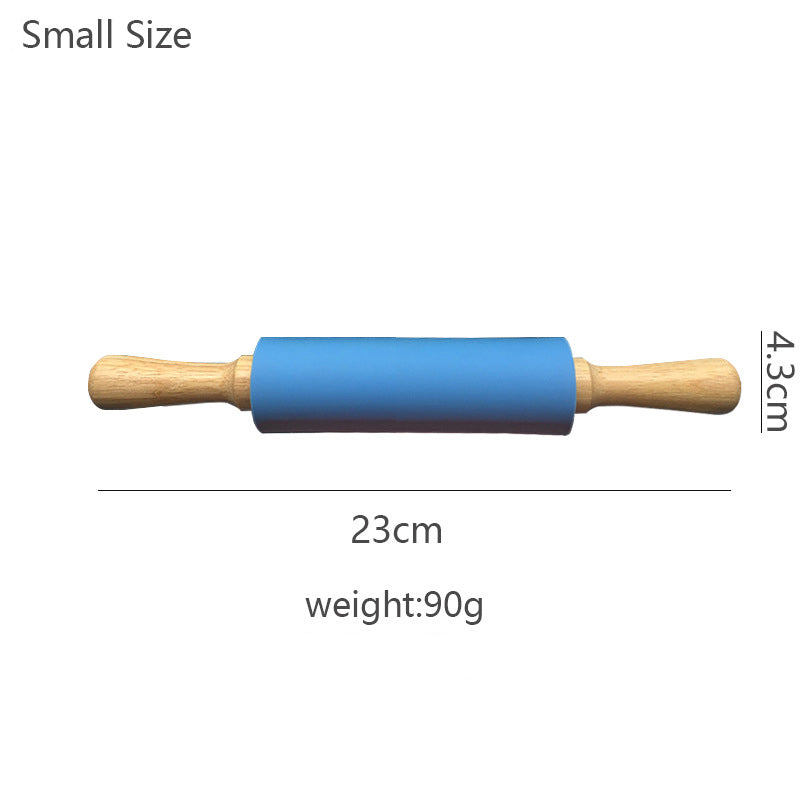 Wooden Handle Silicone Rolling Pin Rolling Pin Roller Flour Pin Small Medium And Large Household Baking Tools And Kitchenware - V.I.P Digital Presence