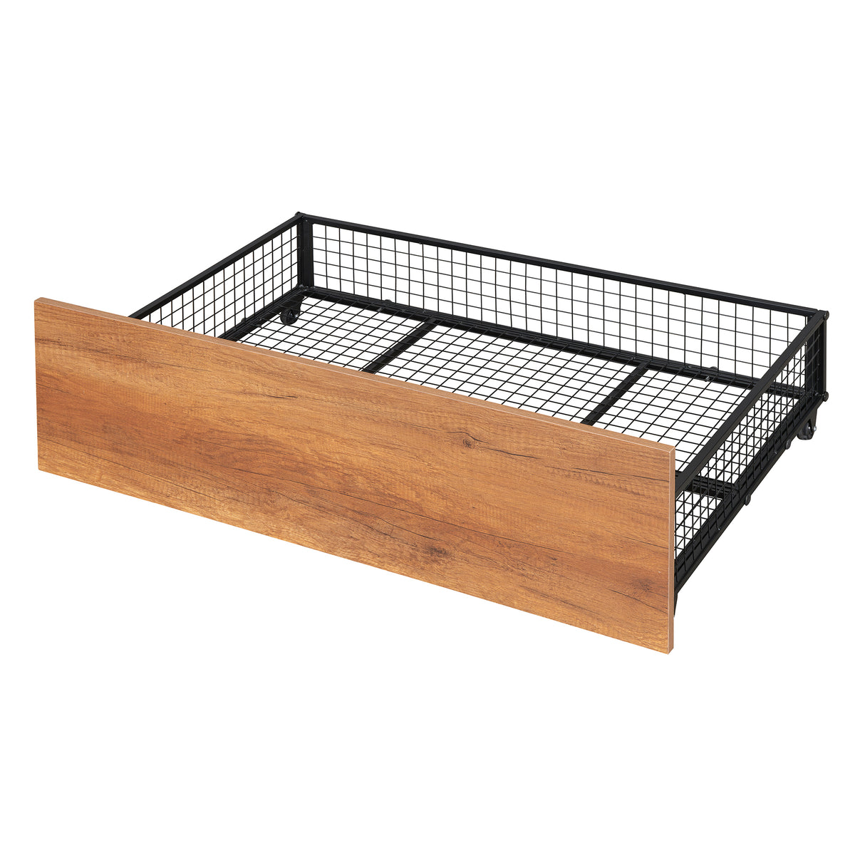 Twin Size Metal House Bed with Two Drawers, Black - V.I.P Digital Presence