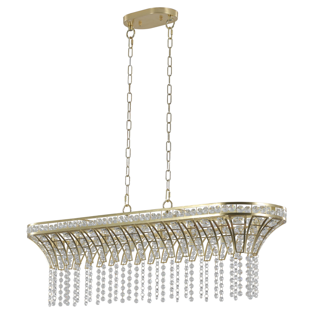 Modern Champagne Gold Kitchen Island Light - Oval Crystal ceiling chandelier - V.I.P Digital Presence