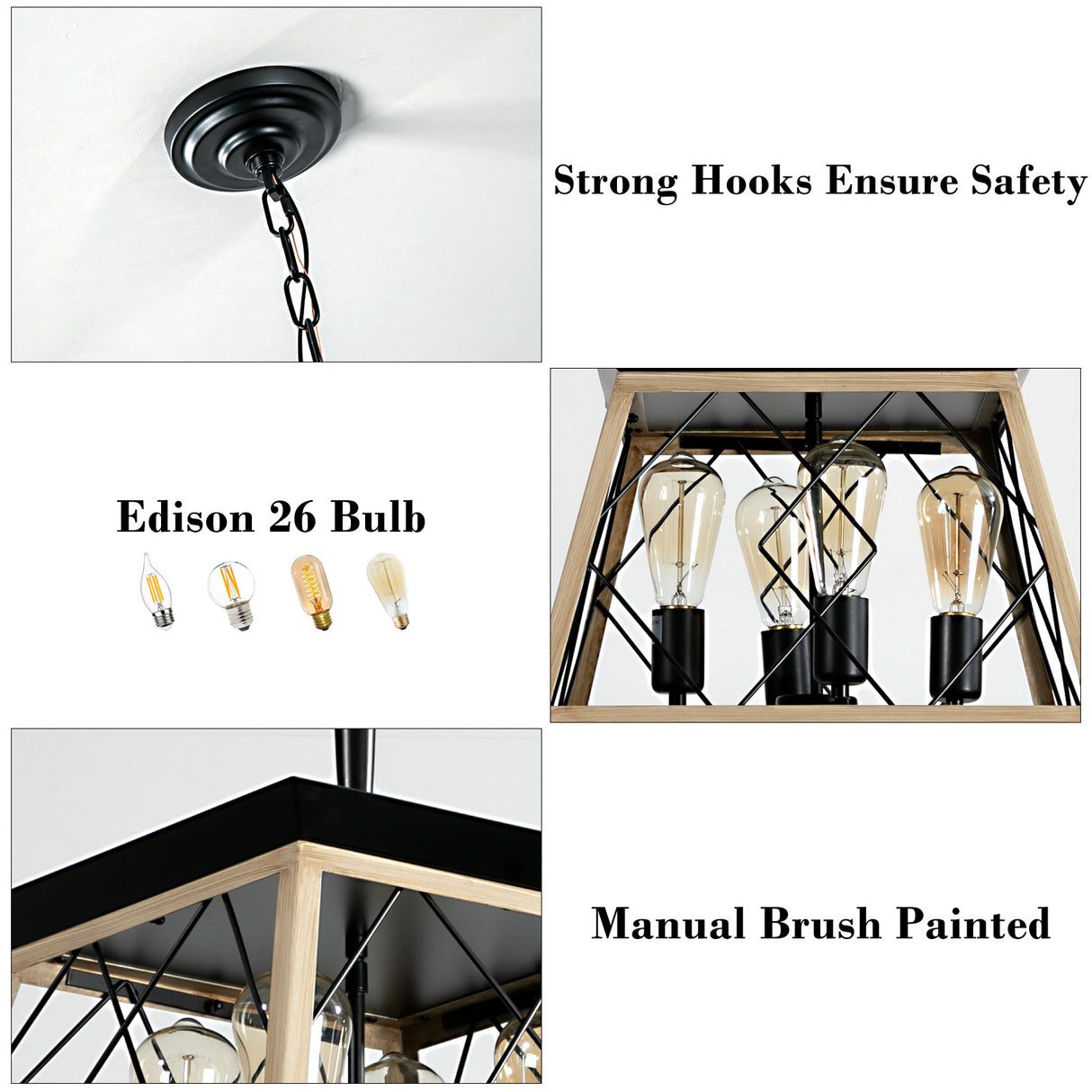 4-Light Farmhouse Chandeliers For Dining Room (No Bulbs) - V.I.P Digital Presence