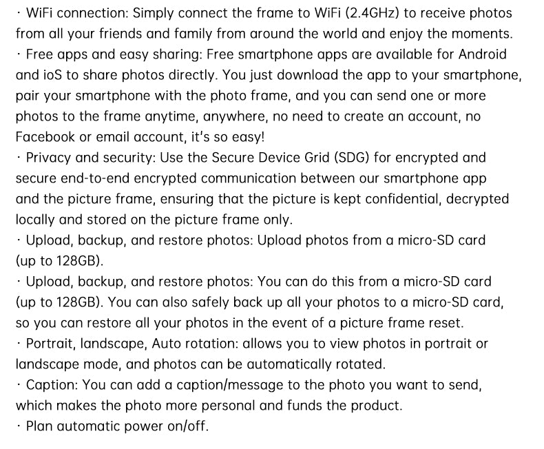 Frameo cloud photo frame WiFi digital photo frame 16G memory smart photo album - V.I.P Digital Presence