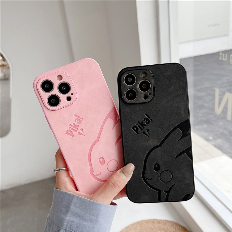 Lindo Pikachu adecuado para iPhone 13pro, carcasa de cuero para teléfono móvil Apple 12mini/Xsmax, cuero prensado 11