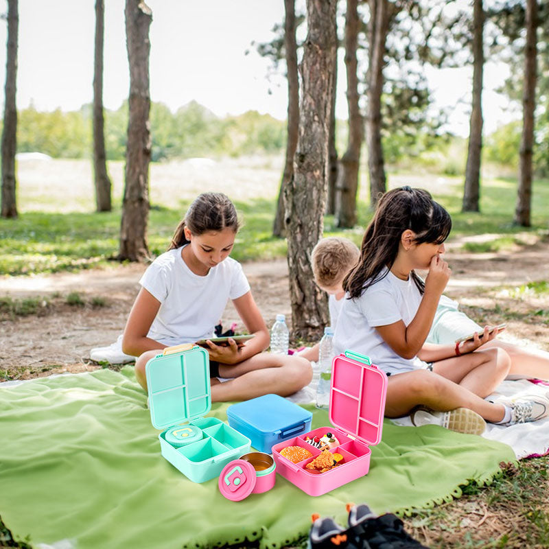 Kids' bento lunch bag: 1700ml containers with toppers, thermos, for school. - V.I.P Digital Presence