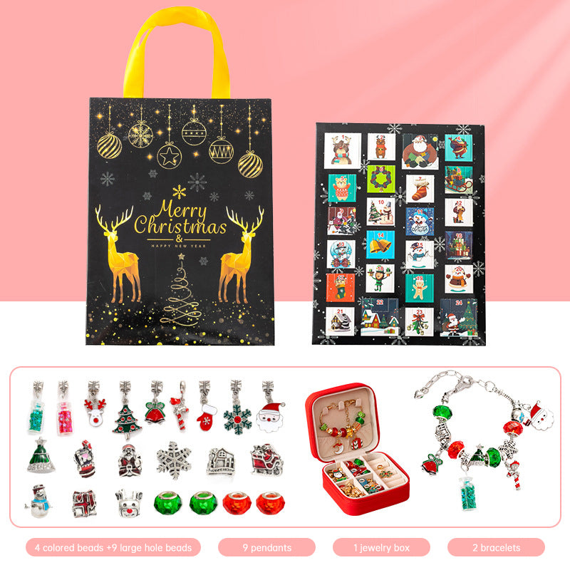 DIY creative children's bracelet jewelry 24-grid calendar Christmas holiday surprise blind box silver set - V.I.P Digital Presence