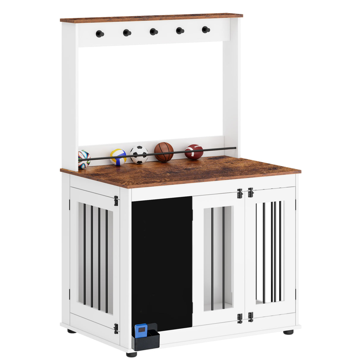Dog crate,Graffiti dog cage, kennel with double doors, crate interior furniture, heavy wooden dog cage, large dog, white - V.I.P Digital Presence