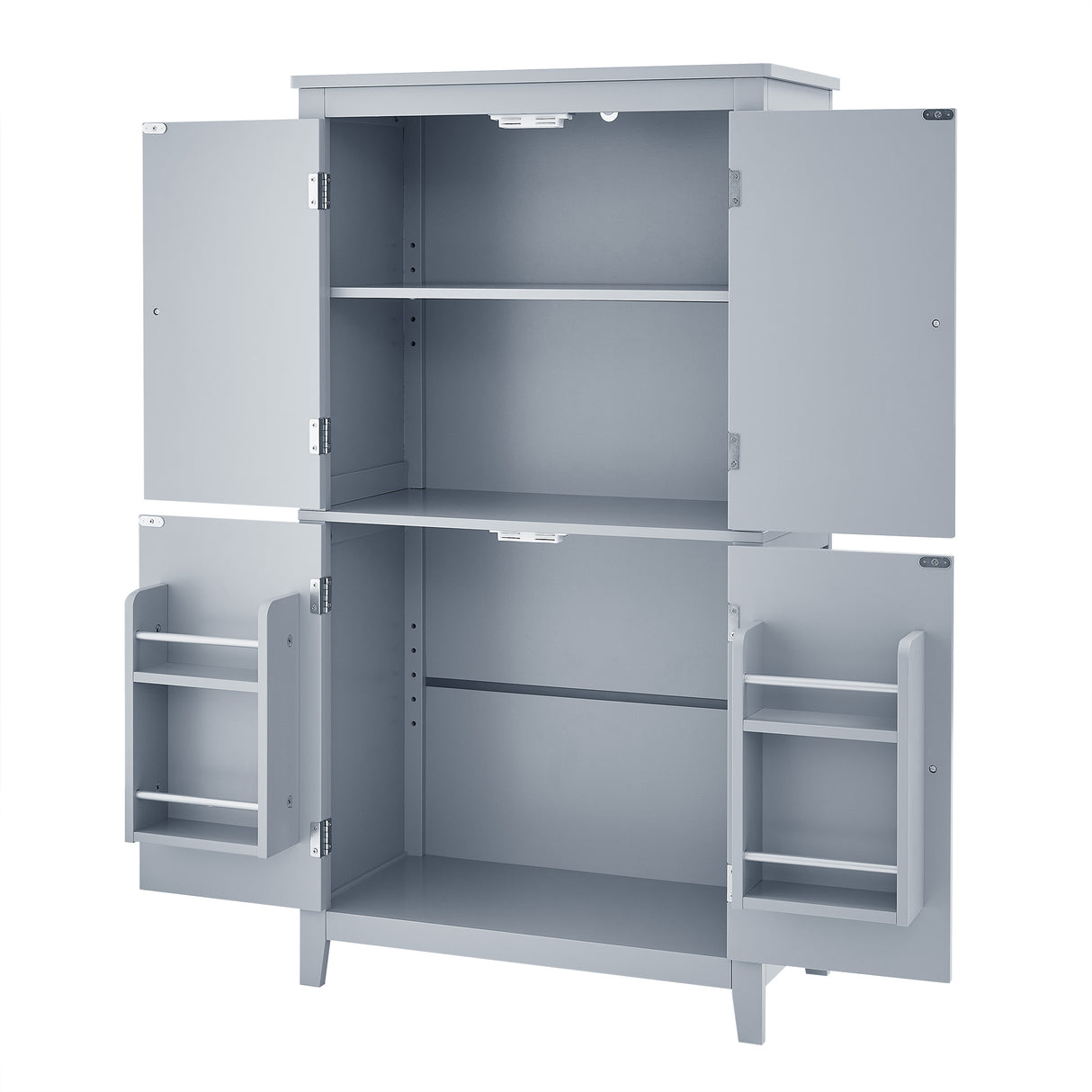 Bathroom floor storage cabinet, bathroom storage cabinet, 4-door independent cabinet, adjustable shelf, adaptive shelf, gray - V.I.P Digital Presence