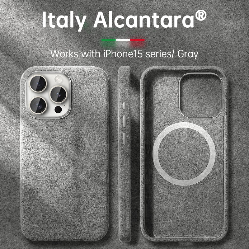 Italian Alcantara Case for iPhone 15 Pro Max Business Leather Phone Back Cover for iPhone 13 Pro Max Magnets - V.I.P Digital Presence