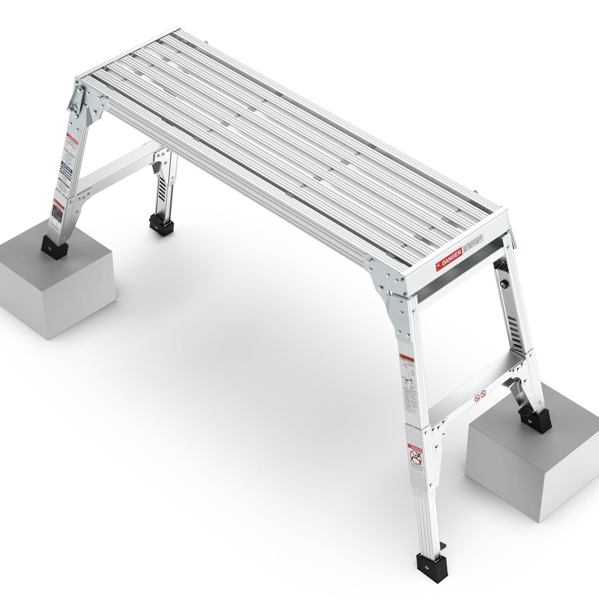 Aluminum Work Platform Large Size Step Stool Folding Portable Work Bench 40" Width Telescopic Feet 22" -27.5" Height Adjustable - V.I.P Digital Presence