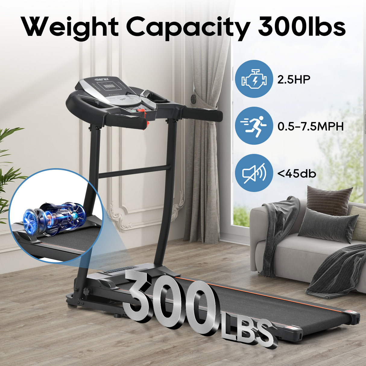 Home folding treadmill with pulse sensor, 2.5-horsepower silent brushless motor, 3-level tilt, 12 preset programs - V.I.P Digital Presence