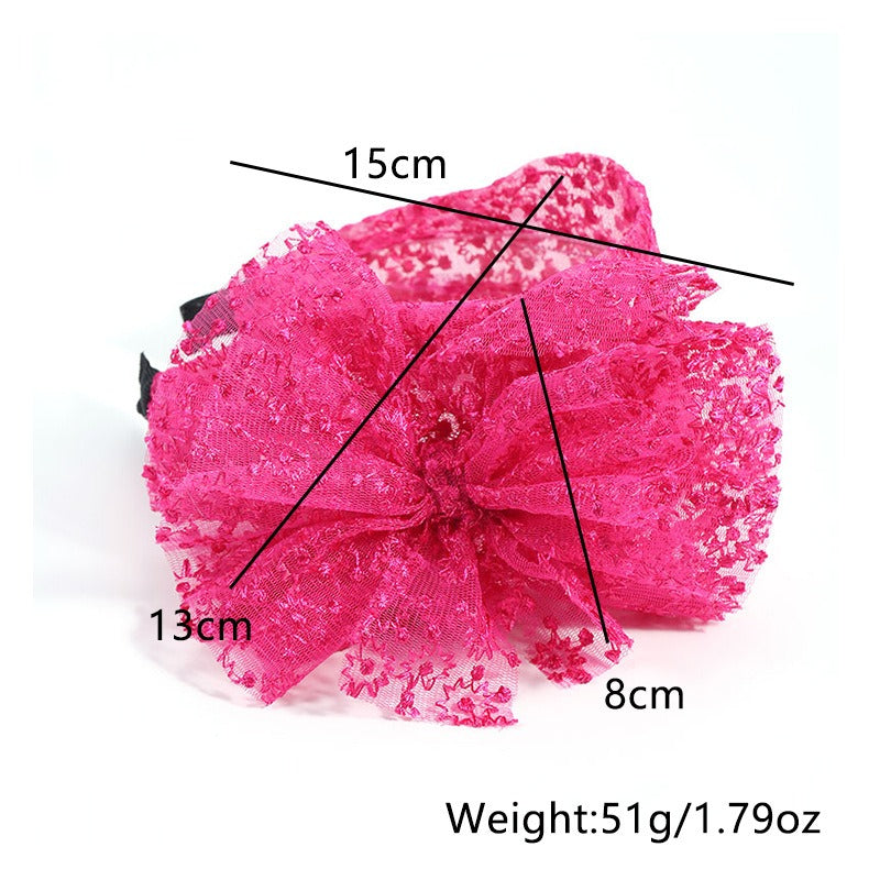 Fashionable oversized solid color lace bow headband - V.I.P Digital Presence