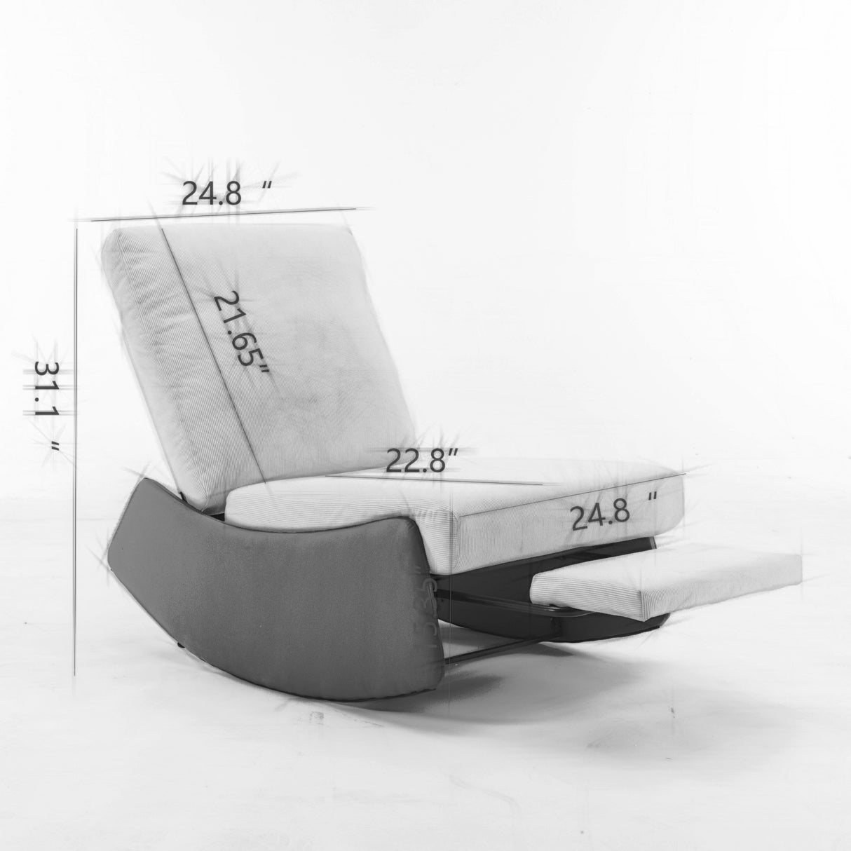 Modern rocking chair recliner, comfortable cushioned recliner with footstool, gray - V.I.P Digital Presence