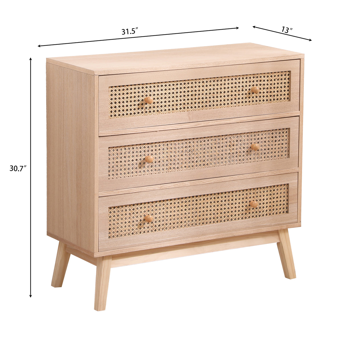 31.5 "3-Drawers Rattan Storage Cabinet Rattan Drawer,for Bedroom,Living Room,Natural - V.I.P Digital Presence