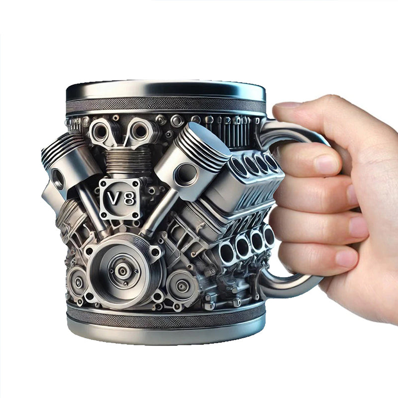 3D Engines - designed Stainless Steel Mug. Ideal for coffee/beer, a fun home & office drinking accessory. - V.I.P Digital Presence