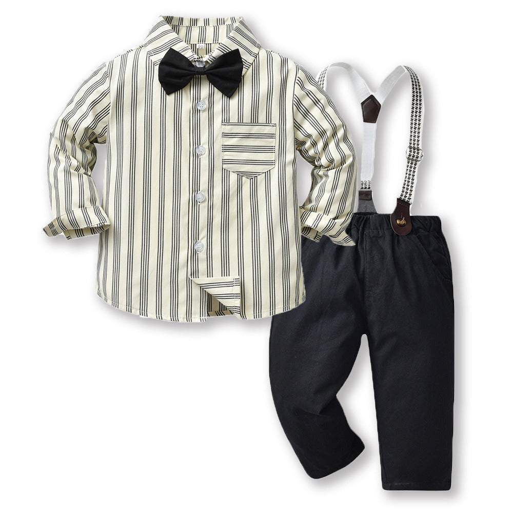 Children's Clothing Autumn Korean Version Multi-Color Plaid Long Sleeve Cotton Shirt Suspenders Boys' Suit - V.I.P Digital Presence