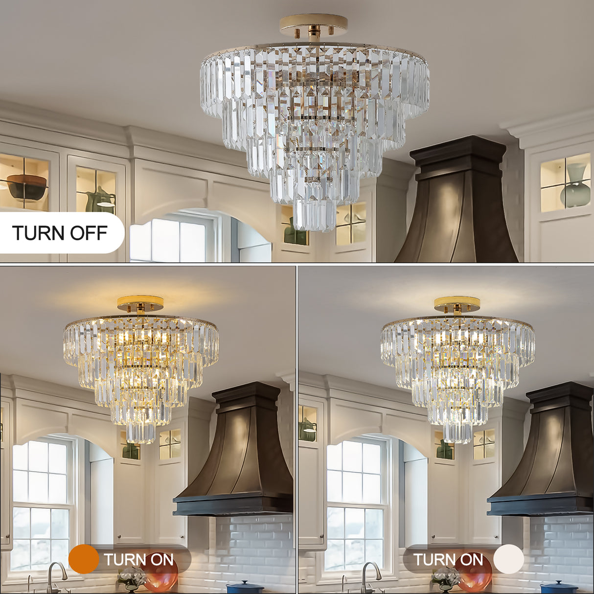 Gold Crystal Chandeliers,5-Tier Round Semi Flush Mount Chandelier Light Fixture,Large Contemporary Luxury Ceiling Lighting - V.I.P Digital Presence