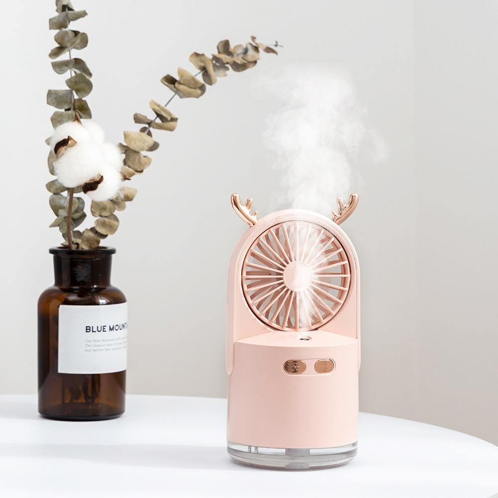 3-in-1 Deer USB Rechargeable LED Desktop Air Humidifier 3 Speed Cooling Fan Elegant humidifier Face Steamer Hydrates skin Spray - V.I.P Digital Presence
