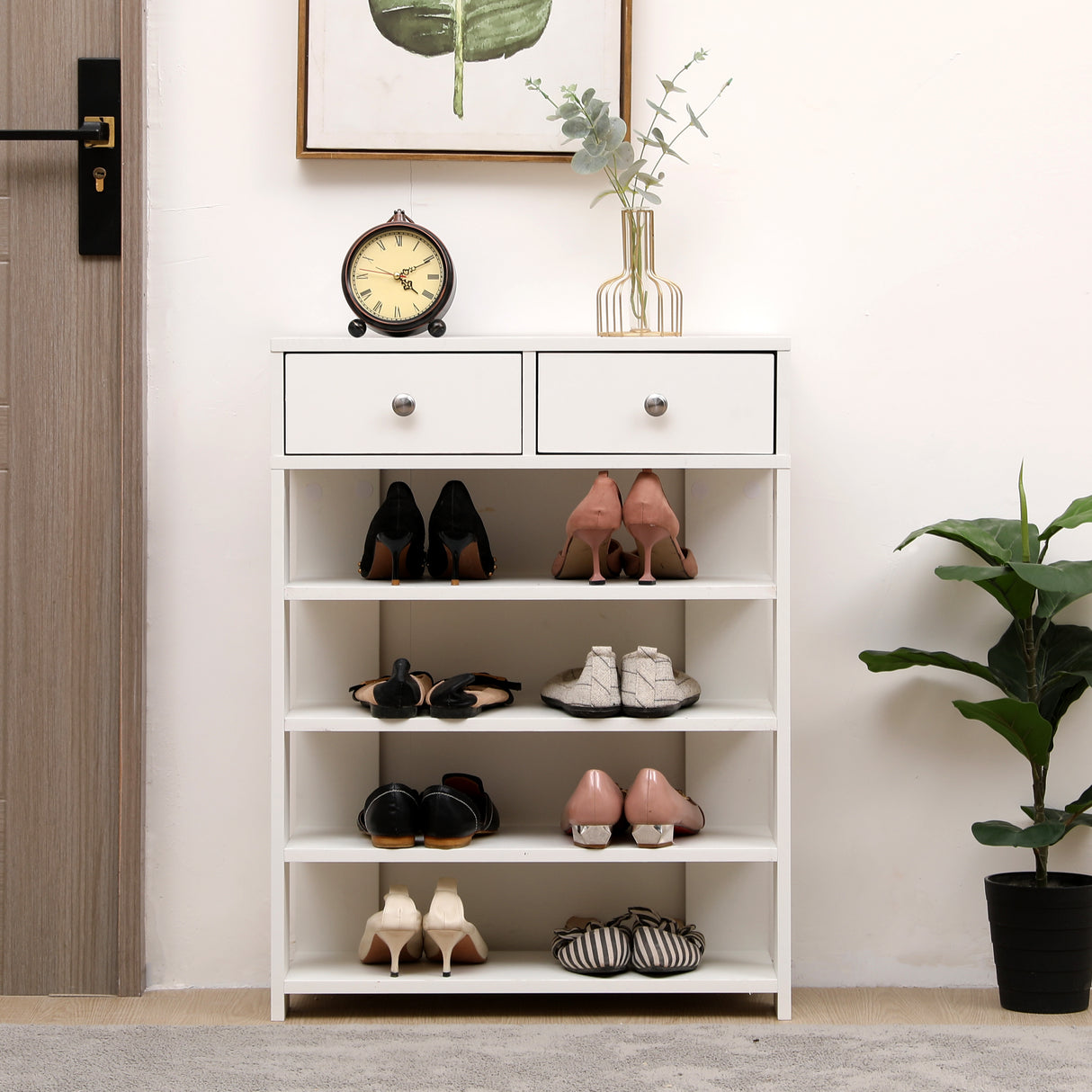 Storage Rack Storage Organiser in the Entryway Economical Home Shoe Rack Multi-Layer Shoe Cabinet (White) - V.I.P Digital Presence