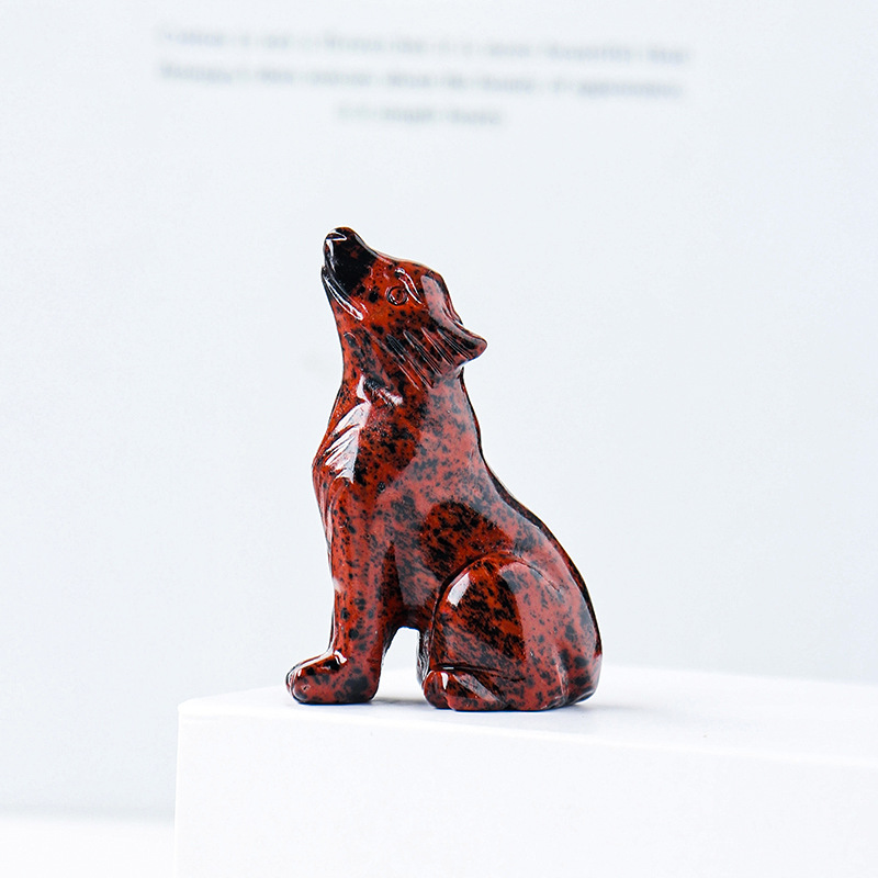 Natural crystal wolf cub carving piece, crystal animal raw stone, mineral specimen, home decoration ornament - V.I.P Digital Presence